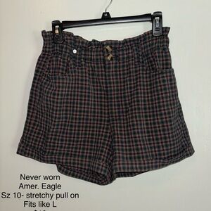 American Eagle Stretchy Plaid Shorts